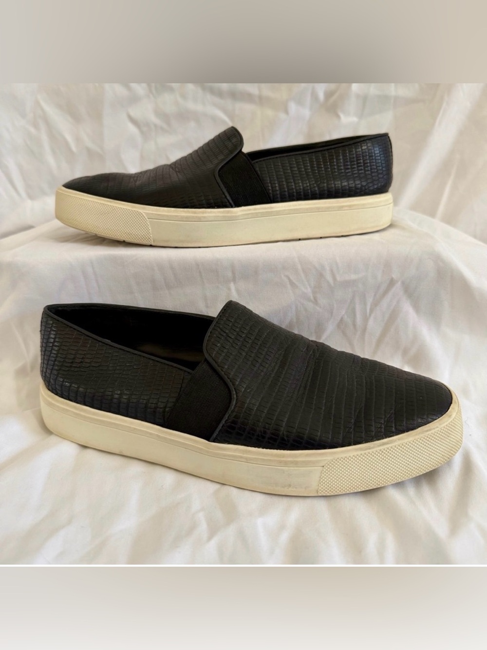 Vince Black Embossed Slip On Sneakers - Size US8.5
